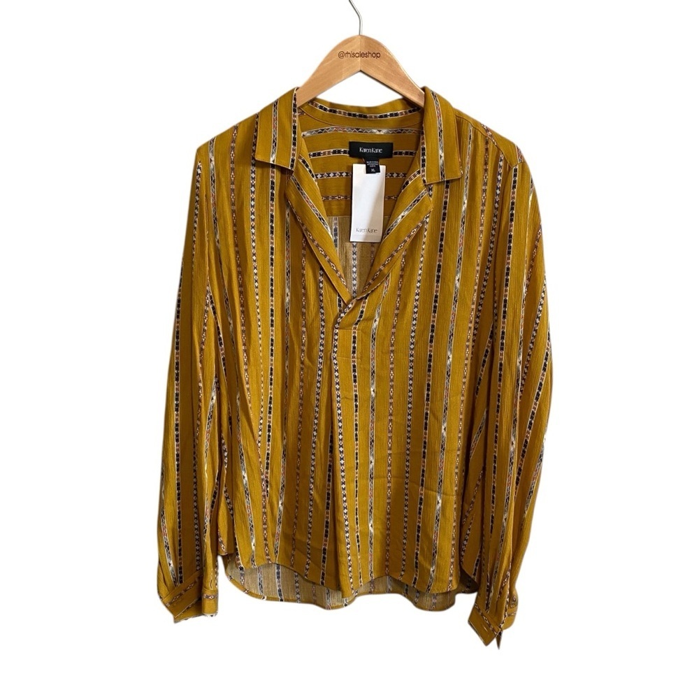 NWT Karen Kane Amber Waves Long Sleeve Placket Popover Shirt Size XL